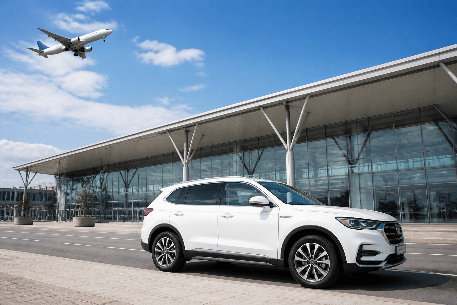 SUV at an airport terminal